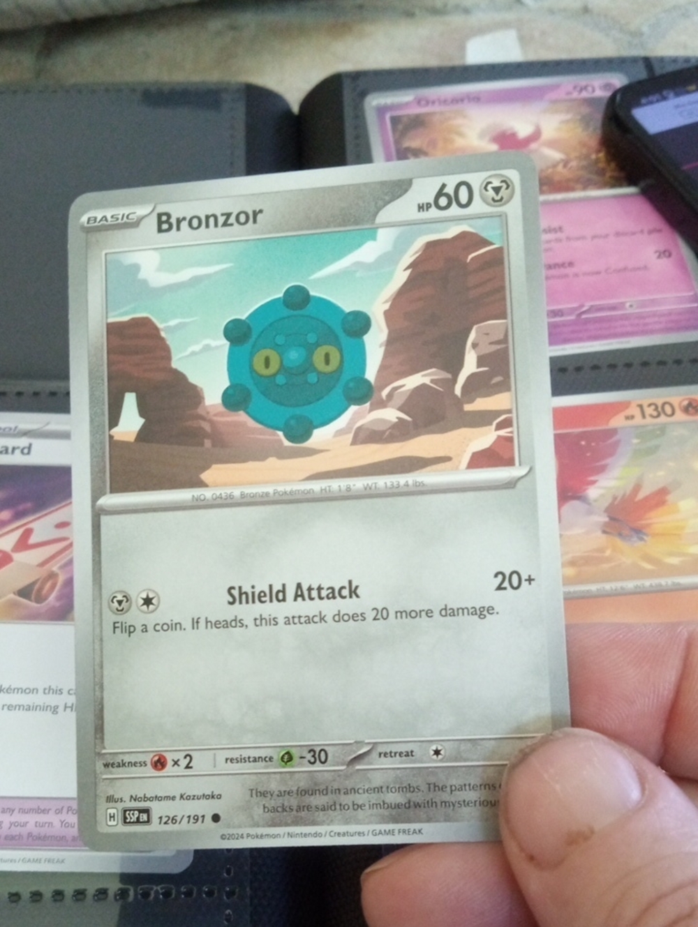 Pokemon Bronzor Trading Card – Blue and Silver Artwork